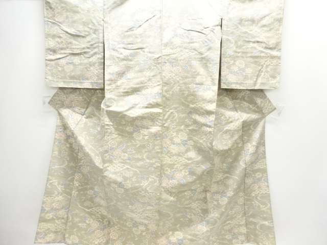 JAPANESE KIMONO / TOKAMACHI TSUMUGI / HITOE / UNUSED / WOVEN FLORAL PLANTS